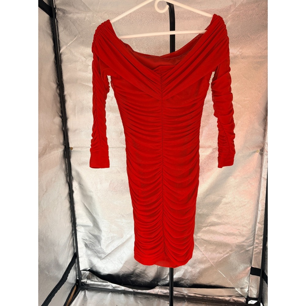 Red, Rouched Party Dress Size L -‎ New, brand unknown